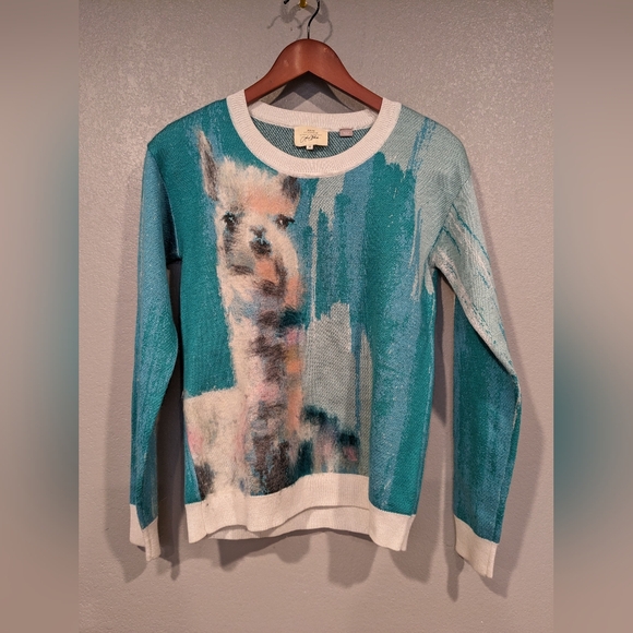 Women's ANTHROPOLOGIE llama sweater by Lauren Walcott size XS - Picture 1 of 4